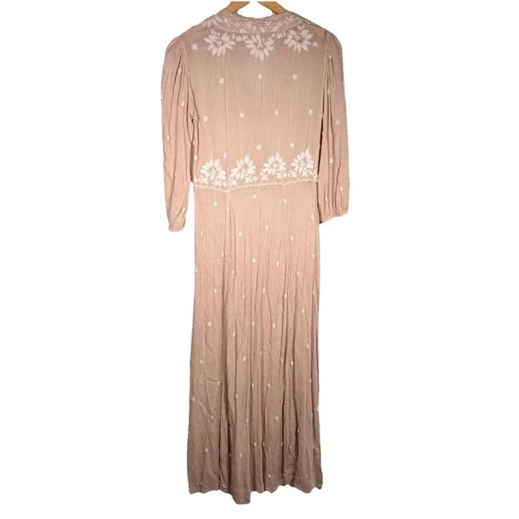 Free People Dress Womens XS Boho Cottage Midi Sheer Festival Romantic Whimsical - Picture 2 of 7